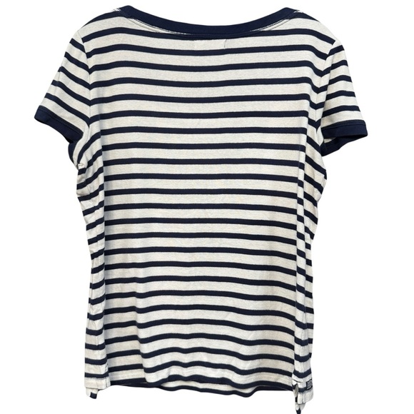 Lauren Jeans Co. Ralph Lauren Striped Button Shoulder Tee XL - Picture 4 of 6